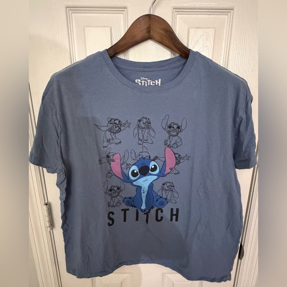 Mudd Blue Disney Stitch Graphic Tee with Pink Accents